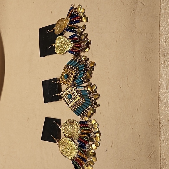 3 PAIRS of Vintage BOHOMINIAN BRASS Earrings - Picture 1 of 12
